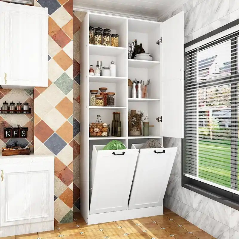 Meuble de buffet blanc élégant avec tiroirs rotatifs Meuble de buanderie