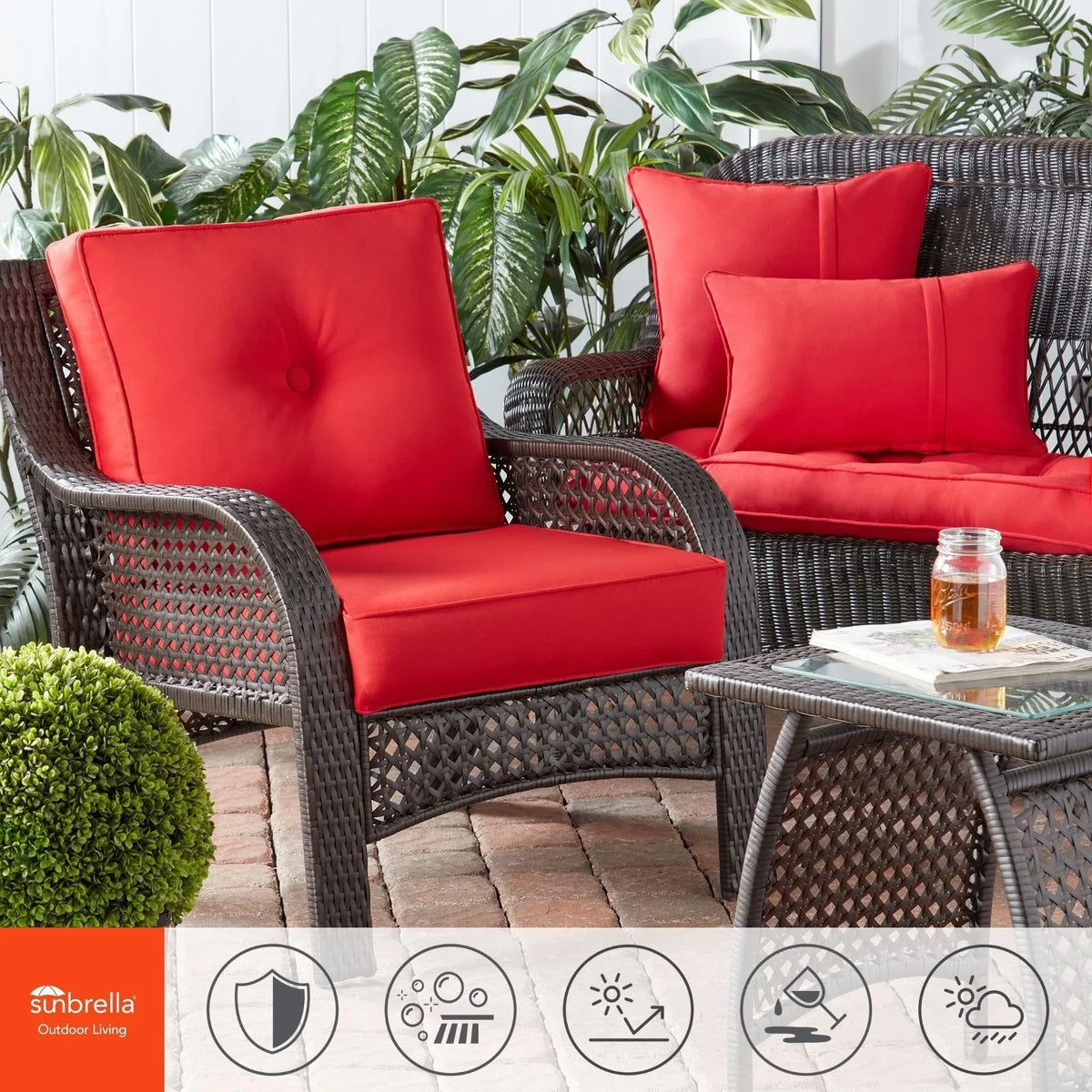 Sunbrella Ensemble de coussins d'extérieur à assise profonde premium 2 pièces