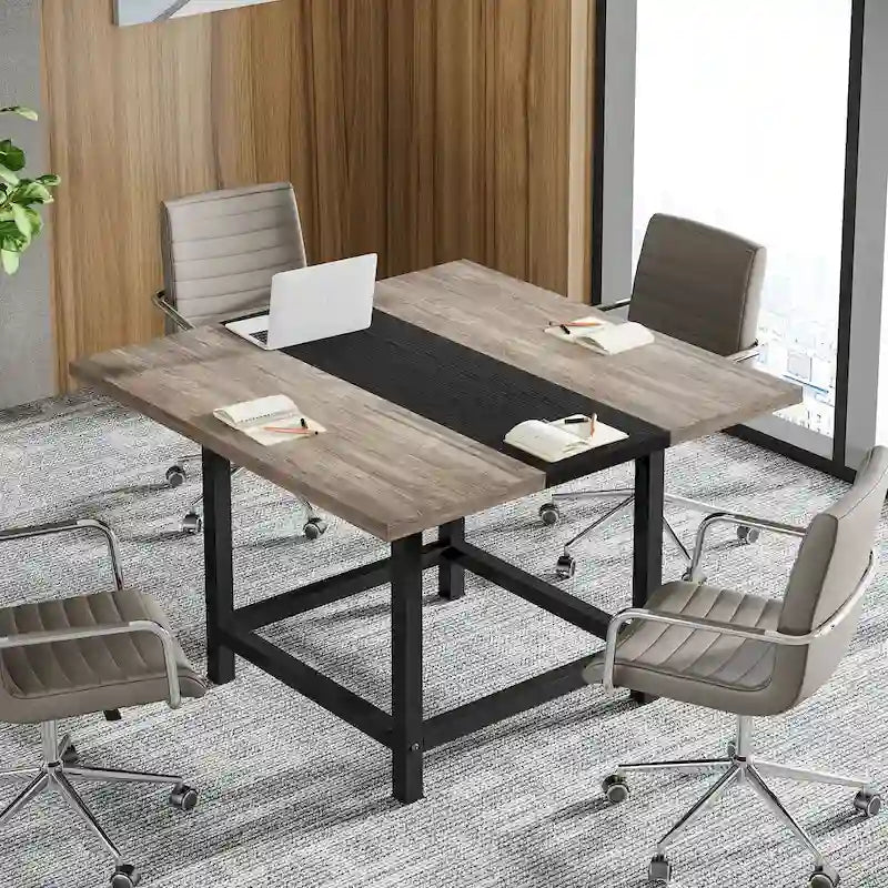Petite table de salle de conférence pour 4 personnes, bureau carré en bois 40 pouces pour bureau à domicile - 39 pouces de profondeur