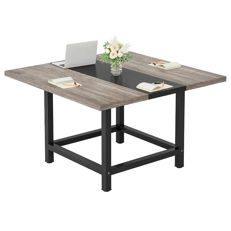 Petite table de salle de conférence pour 4 personnes, bureau carré en bois 40 pouces pour bureau à domicile - 39 pouces de profondeur