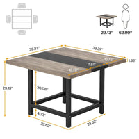 Petite table de salle de conférence pour 4 personnes, bureau carré en bois 40 pouces pour bureau à domicile - 39 pouces de profondeur
