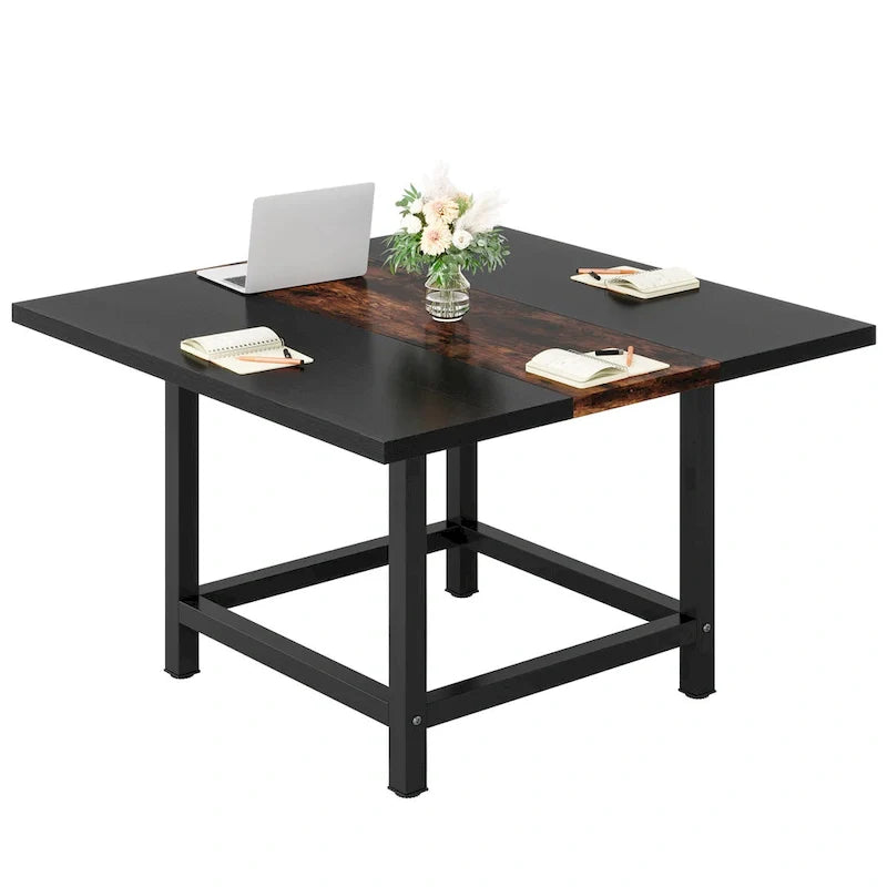 Petite table de salle de conférence pour 4 personnes, bureau carré en bois 40 pouces pour bureau à domicile - 39 pouces de profondeur