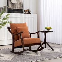 Fauteuil à bascule à accoudoirs en bois massif et lin