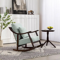 Fauteuil à bascule à accoudoirs en bois massif et lin
