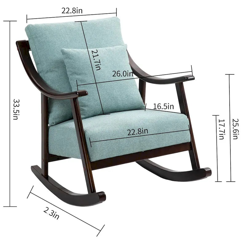 Fauteuil à bascule à accoudoirs en bois massif et lin