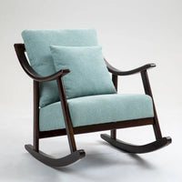 Fauteuil à bascule à accoudoirs en bois massif et lin