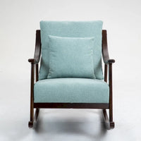 Fauteuil à bascule à accoudoirs en bois massif et lin
