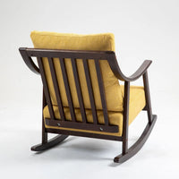 Fauteuil à bascule à accoudoirs en bois massif et lin