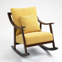 Fauteuil à bascule à accoudoirs en bois massif et lin
