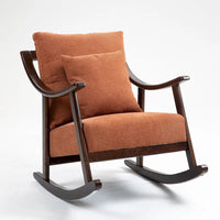 Fauteuil à bascule à accoudoirs en bois massif et lin