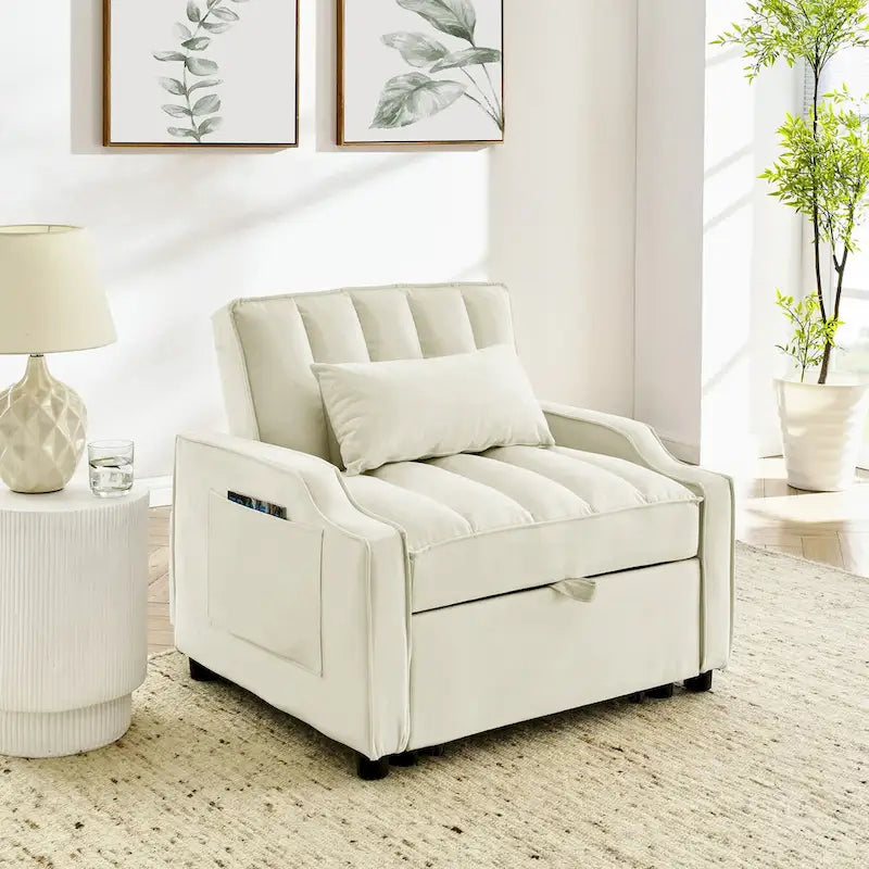 Fauteuil convertible en velours