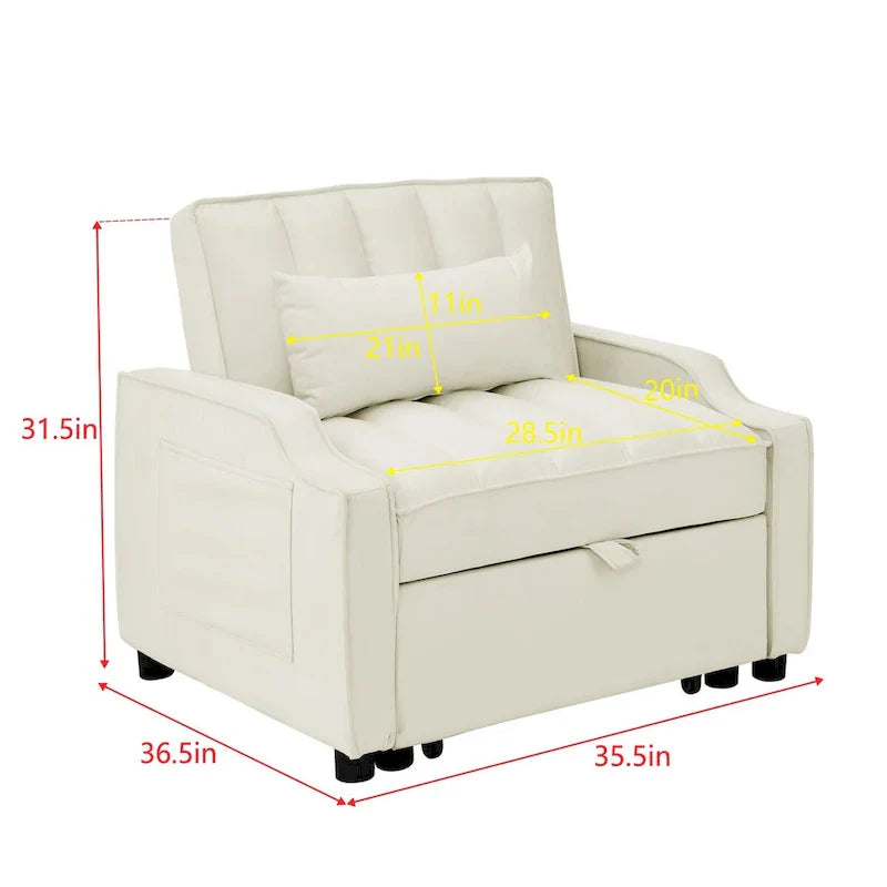 Fauteuil convertible en velours