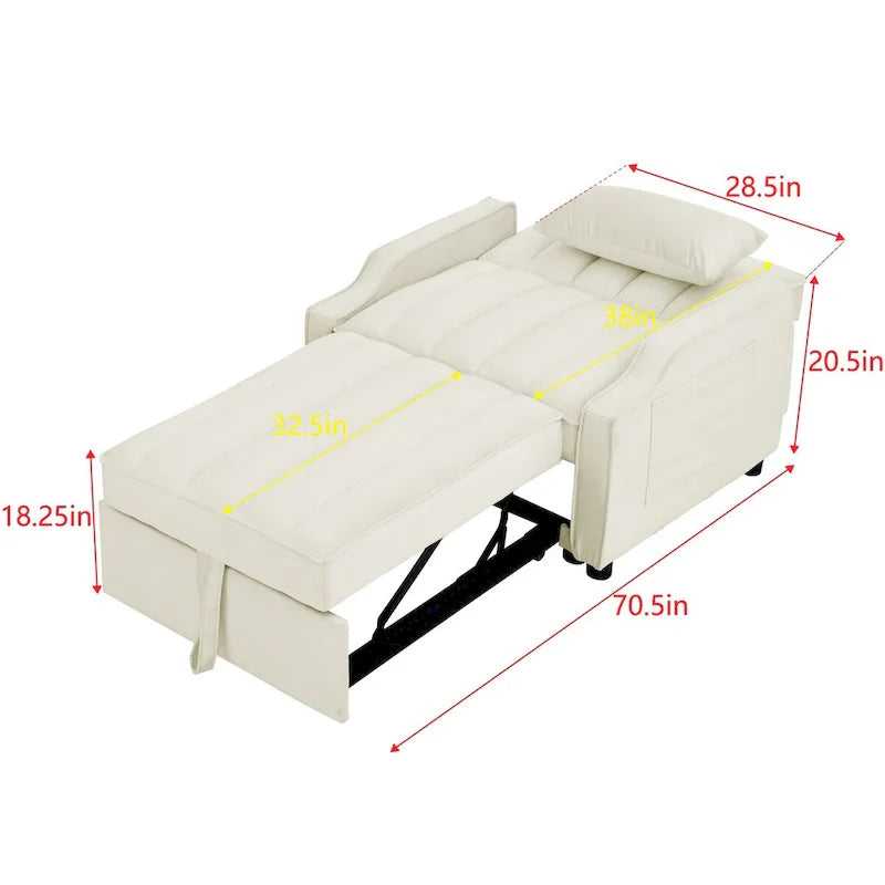 Fauteuil convertible en velours