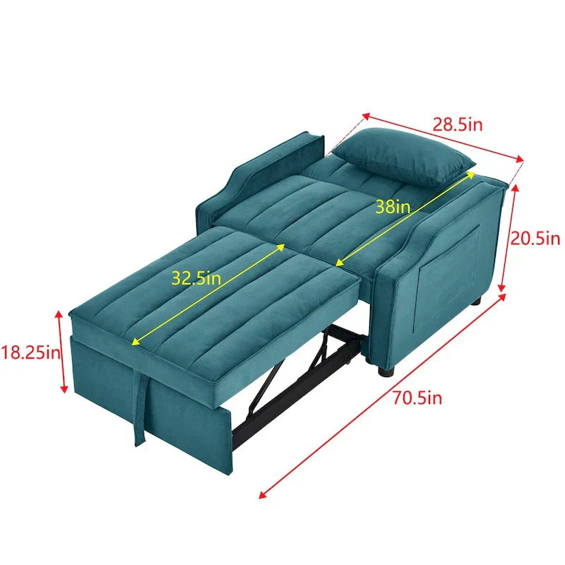 Fauteuil convertible en velours