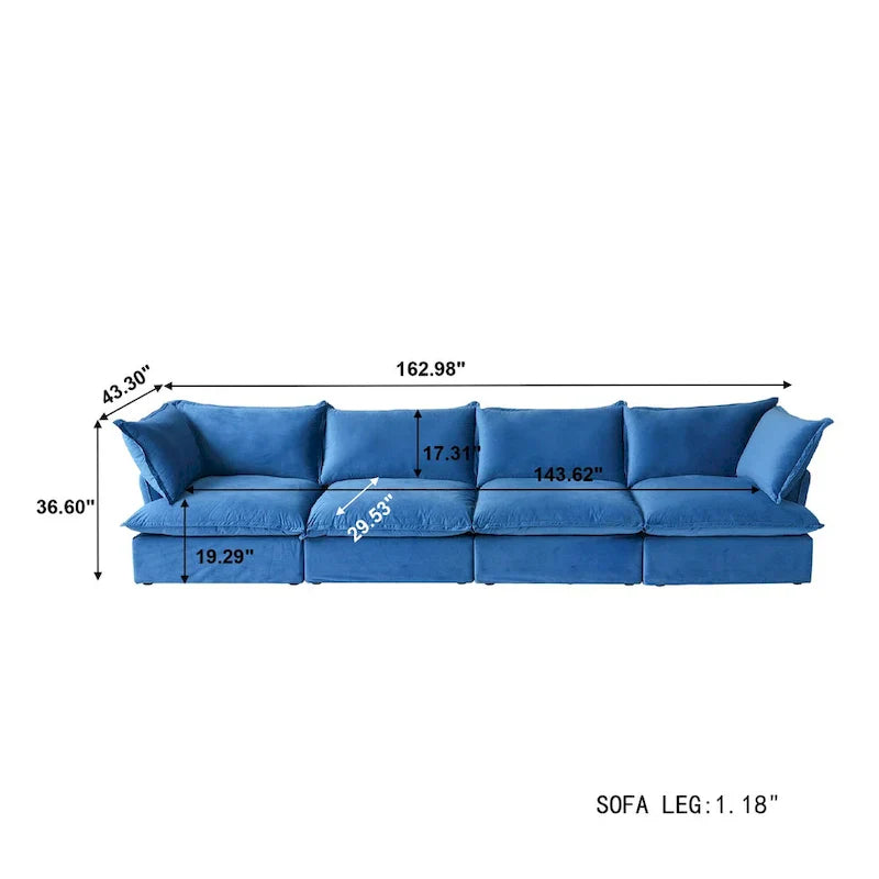 Canapé modulable, canapé 3 ou 4 places en velours, canapé confortable de style minimaliste pour salon et appartement