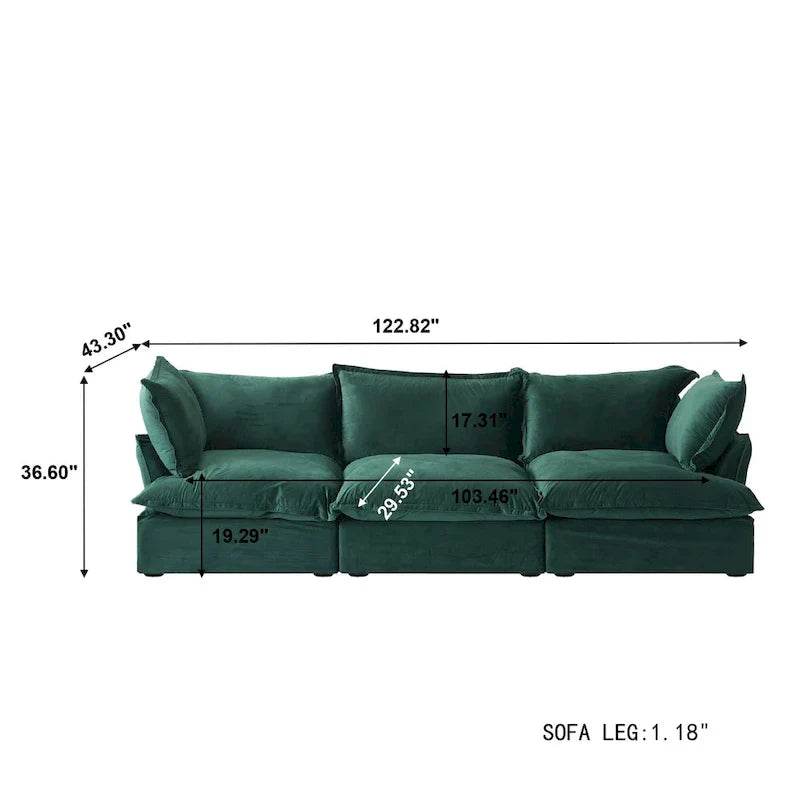 Canapé modulable, canapé 3 ou 4 places en velours, canapé confortable de style minimaliste pour salon et appartement