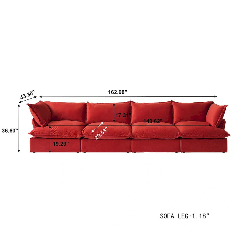 Canapé modulable, canapé 3 ou 4 places en velours, canapé confortable de style minimaliste pour salon et appartement
