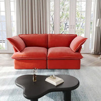 Canapés modulaires sectionnels, causeuse en velours de 82,66 po avec ottoman