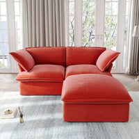 Canapés modulaires sectionnels, causeuse en velours de 82,66 po avec ottoman