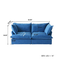 Canapés modulaires sectionnels, causeuse en velours de 82,66 po avec ottoman