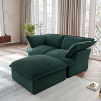 Canapés modulaires sectionnels, causeuse en velours de 82,66 po avec ottoman
