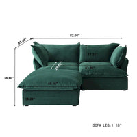Canapés modulaires sectionnels, causeuse en velours de 82,66 po avec ottoman