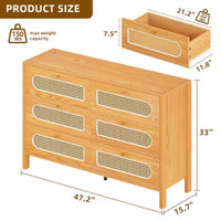Commode double à 6 tiroirs en rotin Moasis avec meuble de rangement