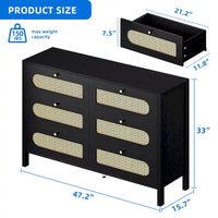 Commode double à 6 tiroirs en rotin Moasis avec meuble de rangement