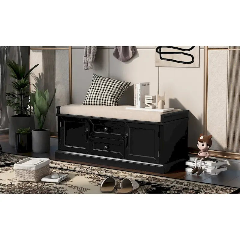 Banc de rangement avec 2 tiroirs et 2 placards