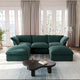 Canapé Sectionnel en Forme de U pour Salon, Canapé Sectionnel Convertible en Velours avec Poufs