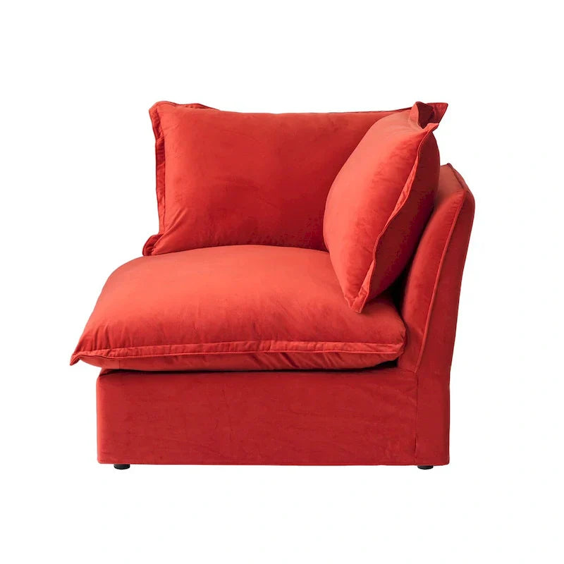 Canapé Sectionnel en Forme de U pour Salon, Canapé Sectionnel Convertible en Velours avec Poufs