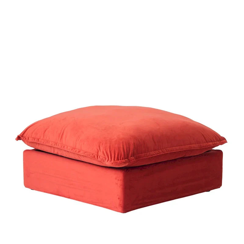Canapé Sectionnel en Forme de U pour Salon, Canapé Sectionnel Convertible en Velours avec Poufs