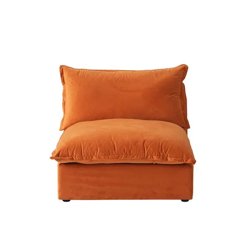 Canapé Sectionnel en Forme de U pour Salon, Canapé Sectionnel Convertible en Velours avec Poufs