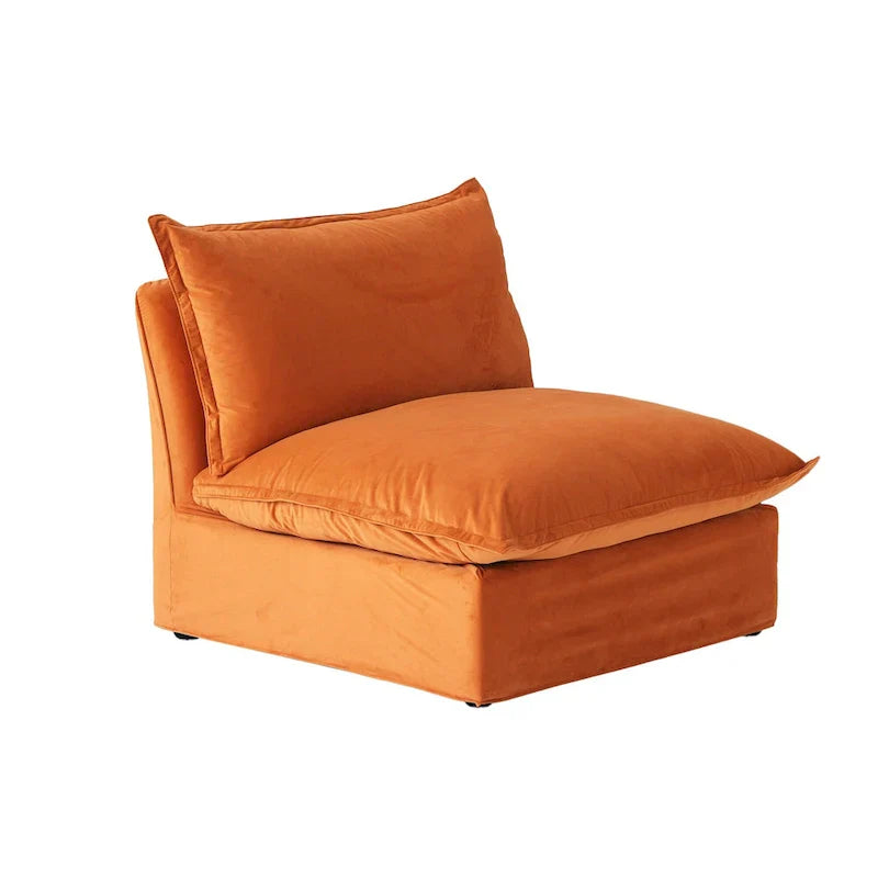 Canapé Sectionnel en Forme de U pour Salon, Canapé Sectionnel Convertible en Velours avec Poufs
