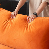 Canapé Sectionnel en Forme de U pour Salon, Canapé Sectionnel Convertible en Velours avec Poufs