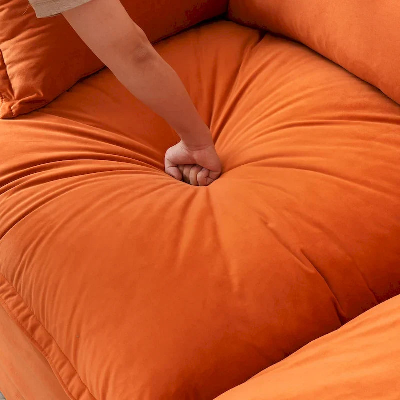 Canapé Sectionnel en Forme de U pour Salon, Canapé Sectionnel Convertible en Velours avec Poufs