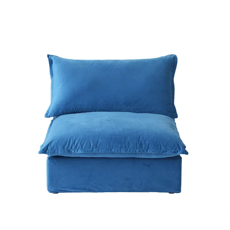 Canapé Sectionnel en Forme de U pour Salon, Canapé Sectionnel Convertible en Velours avec Poufs