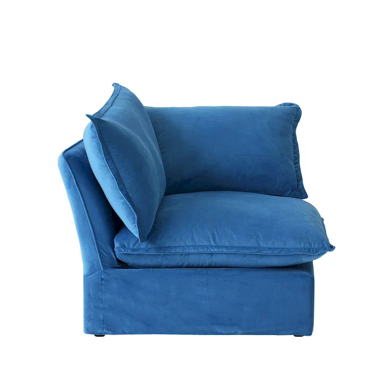Canapé Sectionnel en Forme de U pour Salon, Canapé Sectionnel Convertible en Velours avec Poufs
