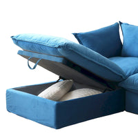 Canapé Sectionnel en Forme de U pour Salon, Canapé Sectionnel Convertible en Velours avec Poufs