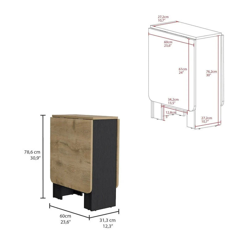 Table pliante à abattants gain de place au design compact