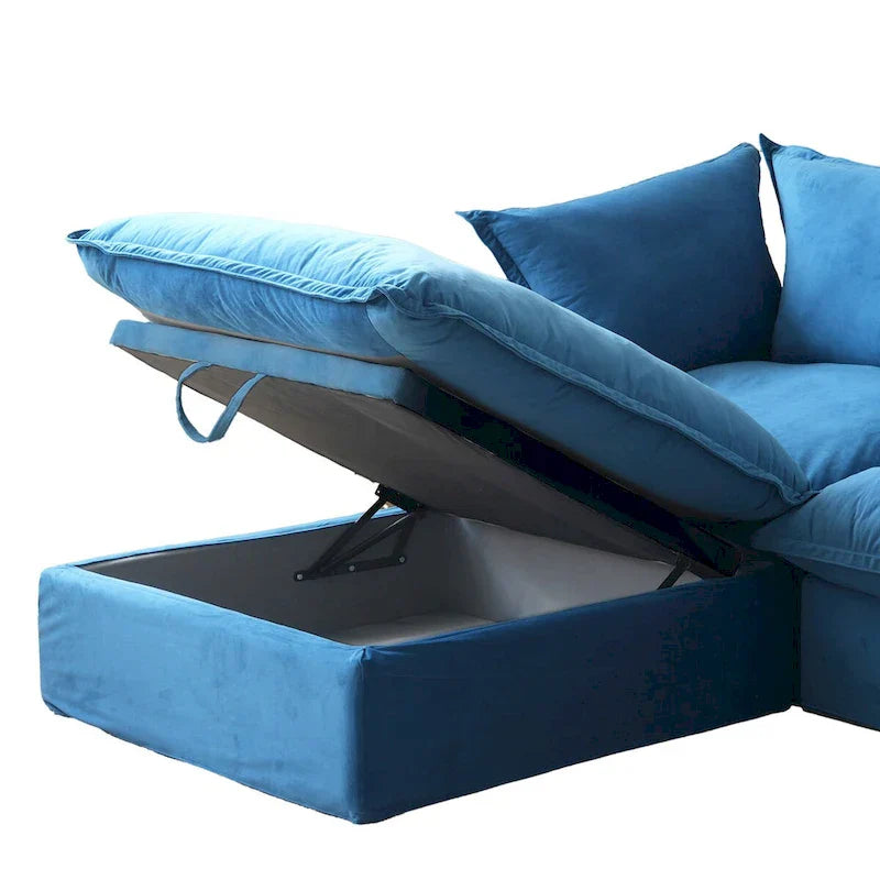 Canapé sectionnel modulable, canapé en velours 162.98 en forme de L avec ottoman