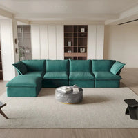Canapé sectionnel modulable, canapé en velours 162.98 en forme de L avec ottoman