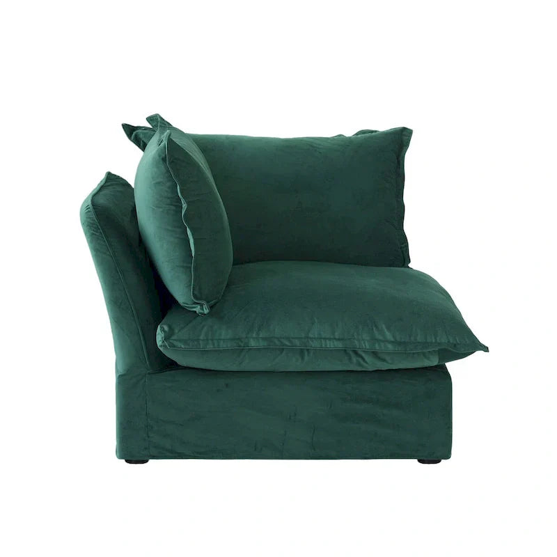 Canapé sectionnel modulable, canapé en velours 162.98 en forme de L avec ottoman