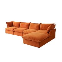 Canapé sectionnel modulable, canapé en velours 162.98 en forme de L avec ottoman