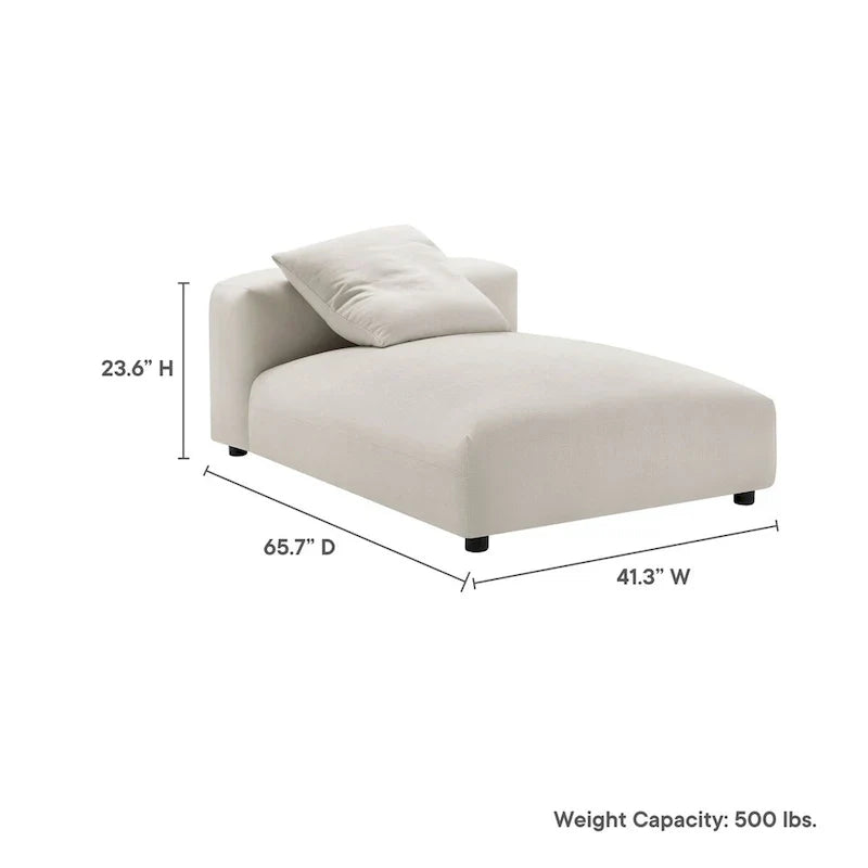 Solace Méridienne modulable rembourrée en tissu sans accoudoirs
