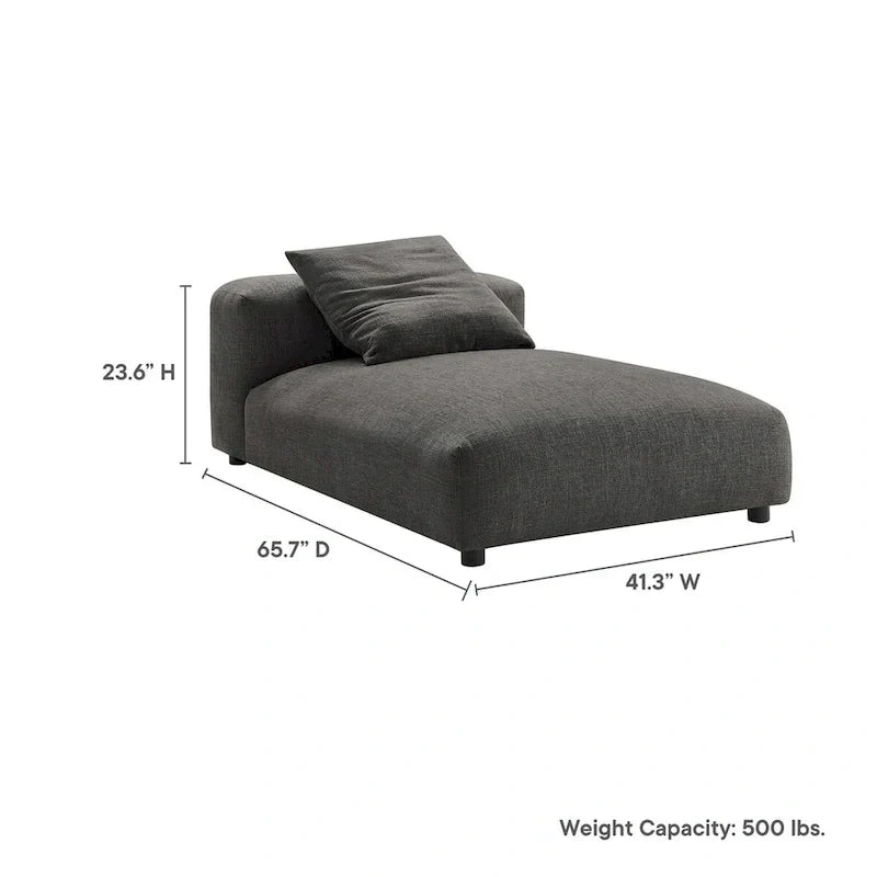Solace Méridienne modulable rembourrée en tissu sans accoudoirs