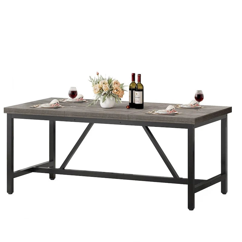Grande table de salle à manger rustique Moasis 70 pouces pour jusqu'à 8 personnes