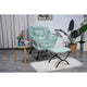 Fauteuil Lounge Contemporain d'Appoint, Fauteuil à Cadre Acier Unique avec Accoudoirs et Poche Latérale, avec pouf, avec repose-pieds