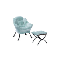 Fauteuil Lounge Contemporain d'Appoint, Fauteuil à Cadre Acier Unique avec Accoudoirs et Poche Latérale, avec pouf, avec repose-pieds