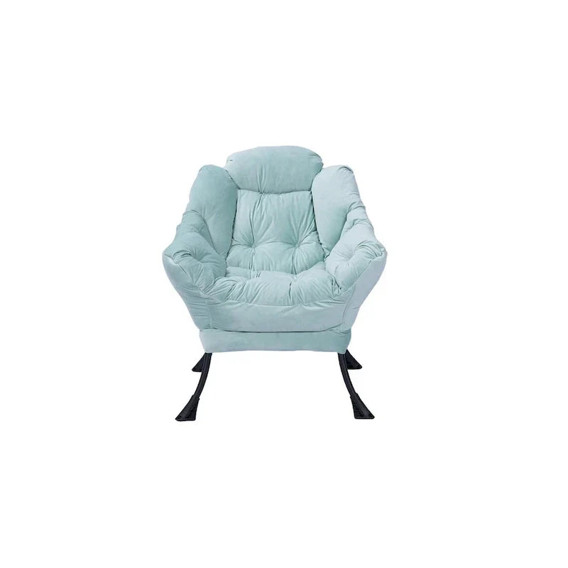 Fauteuil Lounge Contemporain d'Appoint, Fauteuil à Cadre Acier Unique avec Accoudoirs et Poche Latérale, avec pouf, avec repose-pieds
